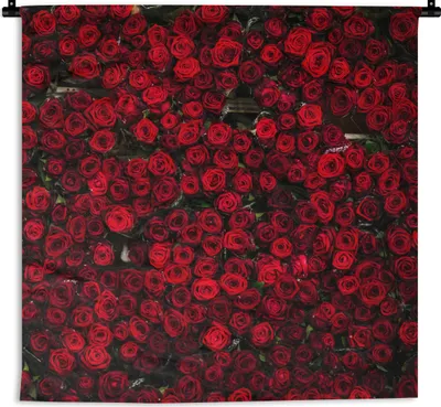 Produktbild von MuchoWow® Wandteppich Wandbehang Blumen - Rosen - Rot 90x90 cm Tapisserie Dekoration Wandtuch - Wandaufhänger