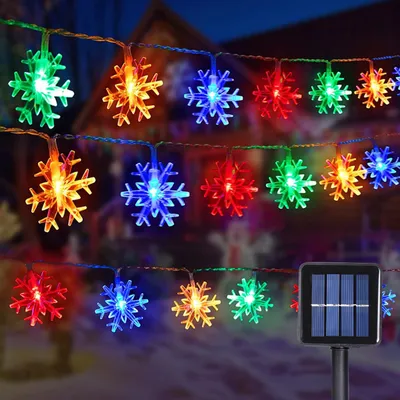 LED-Lichterkette Schneeflocken 12 m 100 Stück Solar wasserdicht