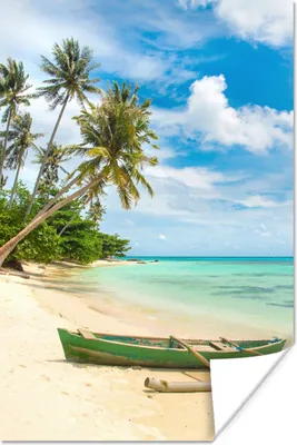 Produktbild von MuchoWow® Poster Strand - Kanu - Palme - Tropisch 120x180 cm - Kunstposter