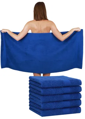 Produktbild von Betz 6 Stück Duschtücher 70 x 140 cm PREMIUM 100% Baumwolle Liegetuch Strandtuch   Farbe: royalblau