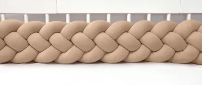 Produktbild von Bettschlange 4-strängig geflochten Velours 400 cm – Hellbraun | Bettumrandung Babybett Nestchen | Letino