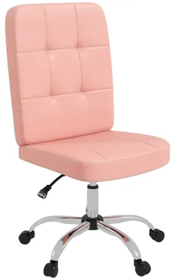 Image de Chaise de bureau, réglable en hauteur, en similicuir, rose