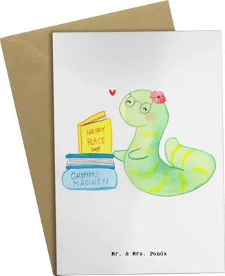 Produktbild von Mr. & Mrs. Panda Grußkarte Bibliothekarin Herz - Weiß - Geschenk, Beileidskarte, einladungskarten, hochzeitskarten, Buchhandlung, spruchkarte, Bibliothek, Bücherwurm