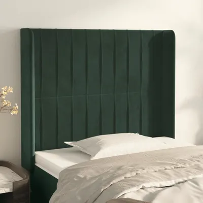 Produktbild von Robuste Bettkopfteil - Dezentem Design - Kopfteil mit Ohren Dunkelgrün 93x16x118/128 cm Samt - 59294