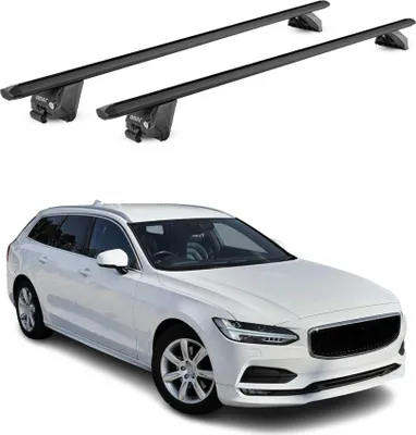 Produktbild von Dachträger Grundtäger für Volvo V90 2016-2025 100kg Aluminium Schwarz 2 tlg ABE
