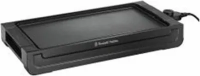 A black electric griddle on a white background.