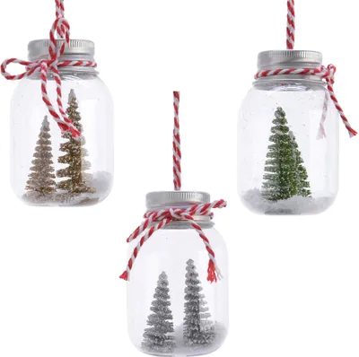 Produktbild von Christbaumschmuck Tannenbaum im Einmachglas 7cm klar, 1 Stück sortiert