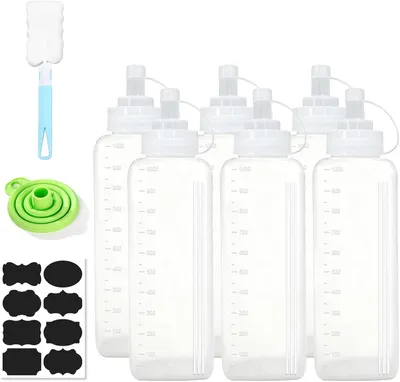 Produktbild von 1000ML QuetschFlasche 6 Stück Squeeze Flasche auslaufsichere Dosierflaschen