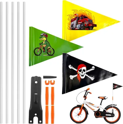 Obrázok produktu pre Bicyklová vlajka 3 ks, s tyčou, pre deti