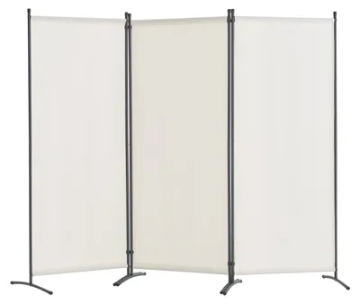 Productafbeelding van Ruimtescheiding met 3 panelen, inklapbare stoffen privacy schermen, ideaal voor kantoor, slaapkamer en eetkamer, vrijstaand, wit