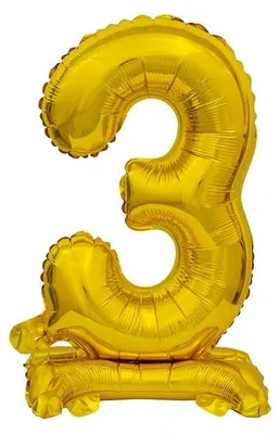 Produktbild von Folienballon Zahl 3 gold stehend