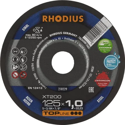 Obrázek produktu pro RHODIUS Extra tenký řezný kotouč XT200 125 x 1,0 x 22,23 TOPline