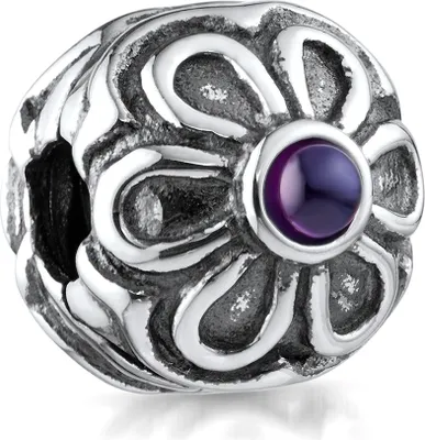 Produktbild von MATERIA by Matthias Wagner Bead Stopper Clip Blumen 925 Sterling Silber antik 2 lila Zirkonia Kugel mit Schmuckbox 173