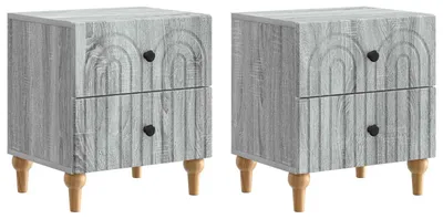 Immagine prodotto di vidaXL, comodini, 2 pezzi, grigio Sonoma, 43 x 34,5 x 48 cm, materiale composito in legno