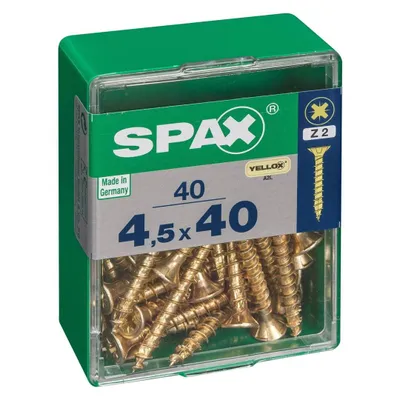 Immagine prodotto di Set di 40 viti in acciaio a testa svasata pozidriv SPAX, Diam.4,5 mm x L.40 mm