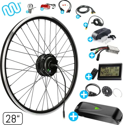 Produktbild von windmeile | E-Bike Umbausatz, Vorderrad Motor, inklusive Akku, mit komplettem Zubehör, Schwarz, 28“ Zoll, Umbau Kit, Pedelec