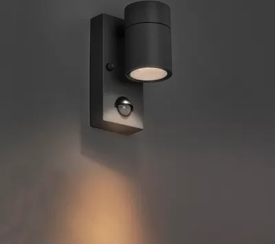 Zdjęcie produktu dla Lampa ścienna zewnętrzna antracytowa IP44 z czujnikiem ruchu - Solo