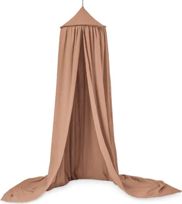 A hanging canopy for a bed or crib.