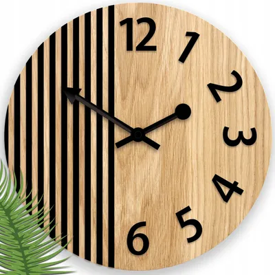 Image de ModernClock, horloge murale, salon, 33 cm, grande horloge murale en chêne, Londyn noir