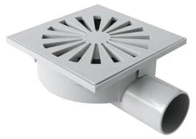 Obrázek produktu pro Kryt s bočním odtokem 11,5 × 11,5 cm – odtok Ø 50 mm