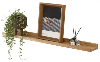 Zdjęcie produktu dla Półka ścienna z litego drewna dębowego, wymiary 40 x 10 cm, styl rustykalny, z krawędzią