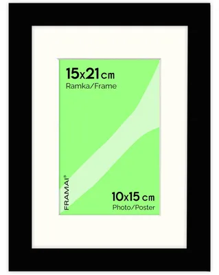 Produktbild von Framai Bilderrahmen 15x21 cm schwarz mit Passepartout 10x15 cm