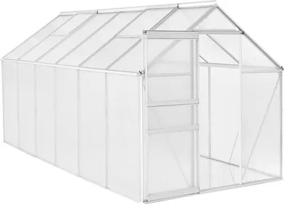 Produktbild von Aluminium Gewächshaus Treibhaus 370x190x195 cm Tomatenhaus Pflanzhaus Gartenhaus