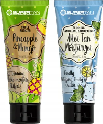 Obrázek produktu pro Duální Sada Solárium: SUPERTAN Ananas & Mango Bronzer a After Tan Balzám 150ml