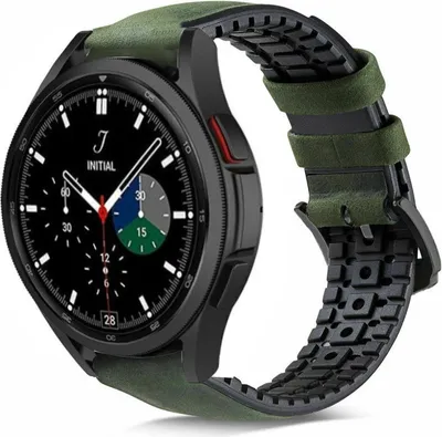 Produktbild von Strap-it Samsung Galaxy Watch 4 Classic 46mm Silikon-Lederarmband (Grün)