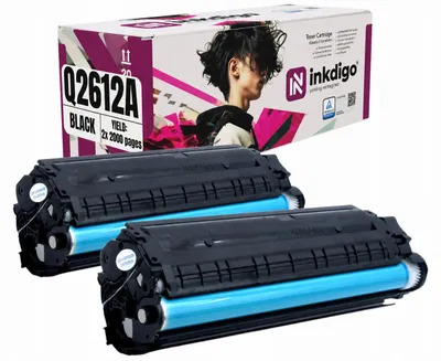 Produktbild von Inkdigo 2er-Pack Toner Q2612A für HP LaserJet 1010, 1012, 1015, 1018 – Schwarz,, KI-generiertes Bild