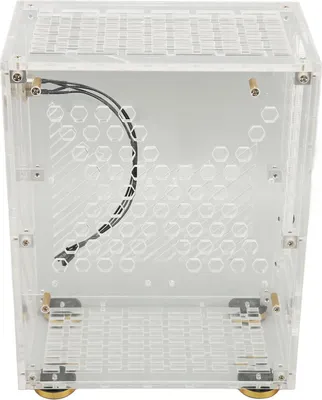 Zdjęcie produktu dla Obudowa Mini ITX 4.3L Przezroczysty panel akrylowy 360 stopni Podkładki chłodzące Obudowa Mini PC do FLEX 1U Power 2.5in SSD Przezroczysty