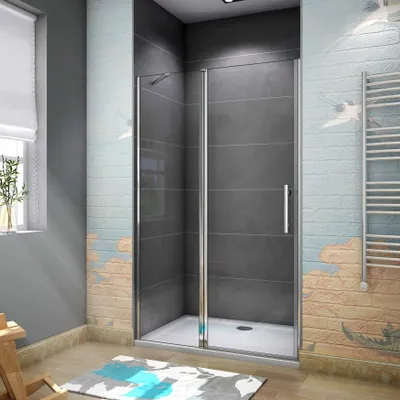 Produktbild von 120X195cm Drehtür Falttür Schwenktür Eckeinstieg Dusche Duschabtrennung Duschkabine Duschtür 6mm Nano-glas