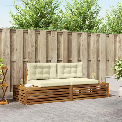Produktbild von "2026 Aktion"Outdoor-Sofagarnitur/Couchgarnitur - CLORIS - Outdoor-Möbel - für Garten/Terrasse - mit Kissen 2 Stück Natur und Creme - Gartensofas Promotion496140