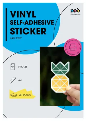 A4 Stickerfolie, 40 Blatt, weiß glänzend, Inkjet, selbstklebend