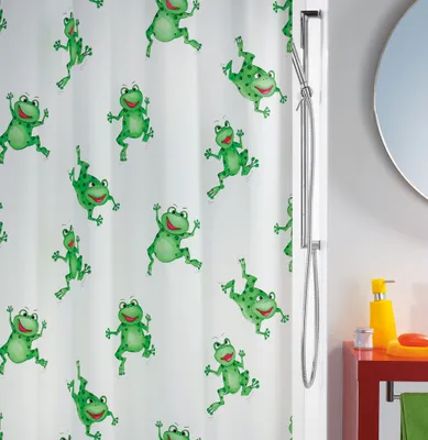 Immagine prodotto di Tenda doccia antimuffa Spirella "Rana" Antibatterica, lavabile, impermeabile PEVA 180x200cm Bianco Verde