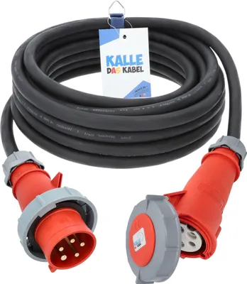 Produktbild von KALLE DAS KABEL CEE Verlängerungskabel 5G 4,0 mm² 50 Meter 400V 32A AQUASAFE IP67 druckwasserdicht Starkstrom Kraftstromkabel Stromkabel Starkstromverlängerung