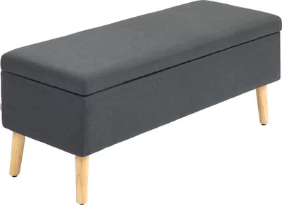 Obrázok produktu pre HOMCOM Lavica Čalúnená lavica s úložným priestorom Scandinavia Polyester Drevo Tmavošedá