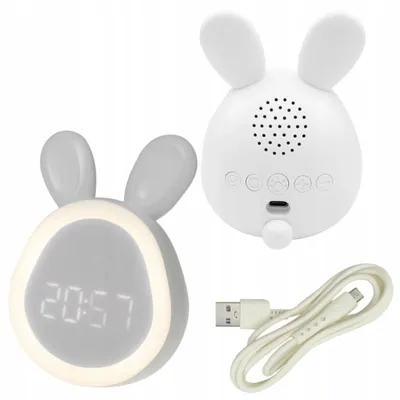 Obrázok produktu pre Nočný svetelný budík pre deti MARY`S Bunny, biely zajačik
