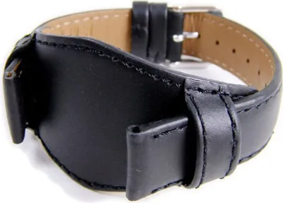 Produktbild von Uhrenarmband Leder mit Unterlage schwarz in Überlänge XL 23829S, Stegbreite:22mm