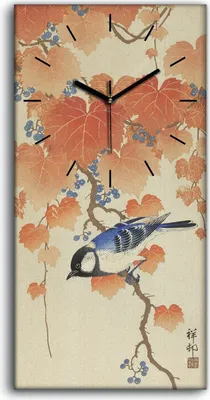 Produktbild von Küche Wohnzimmer Wand Leinwand Uhr 30x60 Malerei Zweige Blätter Tier Vogel Kunst - schwarze Hände