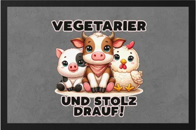 Produktbild von Vegetarier und stolz drauf Süße Tiere Fußmatte - Pflanzen Ernährung Geschenk