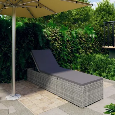 Produktbild von vidaXL Sonnenliege mit Auflage Poly Rattan Grau