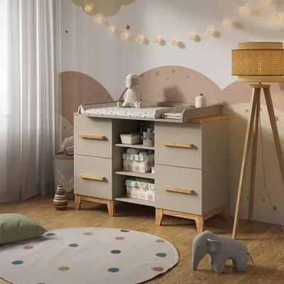 Zdjęcie produktu dla Vitalispa Przewijak Malia, 133 x 98 cm XL z 4 szufladami, Kaszmir/Rękodzieło/Rzemieślnik