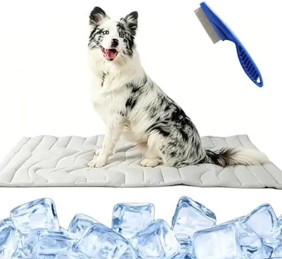 Produktbild von Pfotenchill Kühlmatte, PfotenChill - Die Innovative Kühlmatte für Hunde, S/M/L/XL Pfoten chill kühlmatte Hund, Sommer Kühldecke hundematte für Zuhause Unterwegs oder im Auto (Grau,150*101cm)