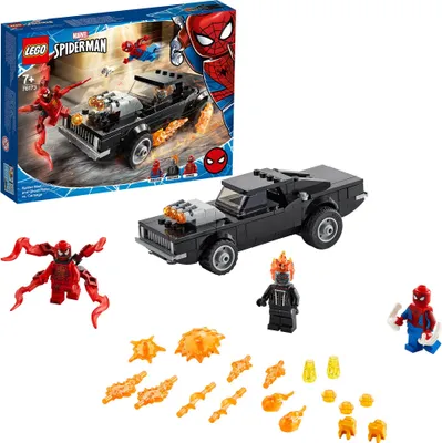 Produktbild von LEGO 76173 Spider-Man und Ghost Rider vs. Carnage mit Spielzeugauto zum Bauen, Marvel Super Heroes Set