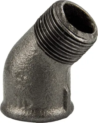 Produktbild von Temperguss-Gewindefitting schwarz Winkel 45°, IG x AG 3/4 Zoll, Typ 121, DVGW