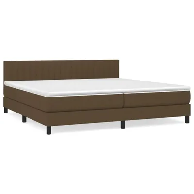 Image de vidaXL Lit boxspring avec matelas brun foncé 200x200 cm Tissu