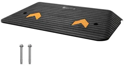 Immagine prodotto di Rampa per porte in gomma piena - Portata 15 tonnellate 90,2x53,34x7,6 cm - Rampa per marciapiedi con canale - Rampa per sedie a rotelle per terreni irregolari - Rampa in gomma per marciapiedi