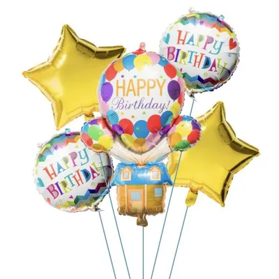 Image de Ballon de baudruche 5 pièces avec impression de joyeux anniversaire en métal. BCF-666