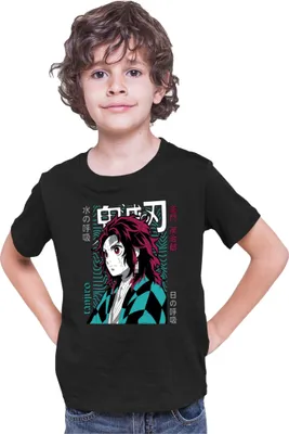 Obrázek produktu pro Dětské Triko Demon Anime Slayer Kimetsu No Yaiba Tanjiro Kamado 008, 5-6 Jahr - 116 / Černá
